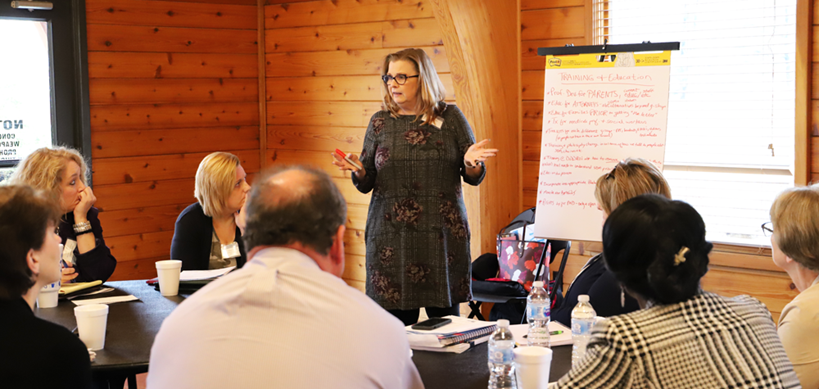 Supported Decision-Making Consortium leader Jane St. John leading a discussion.